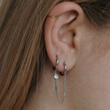 Dubbele hoop oorbel met Kristal