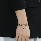 Dubbele Schakelarmband met Leopardprint en Hartbedel