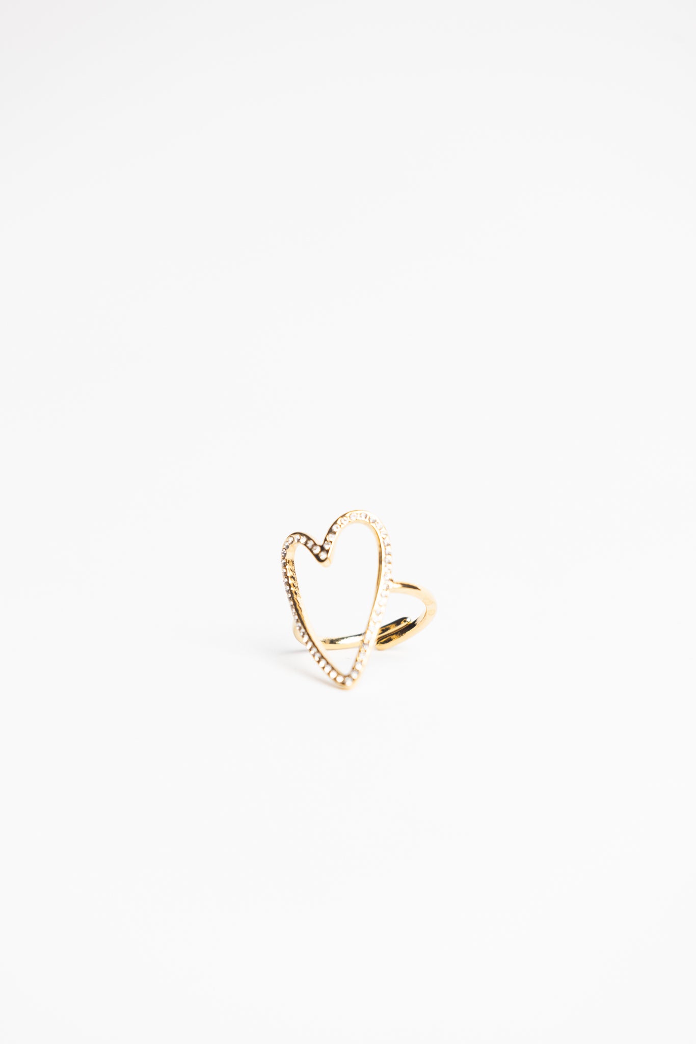 Chez Rings Gouden Hart Ring met Strass Steentjes – Chez Cécile
